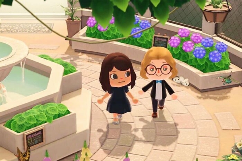 Los novios en cuarentena recrearon sus fotos de compromiso en el juego Animal Crossing
