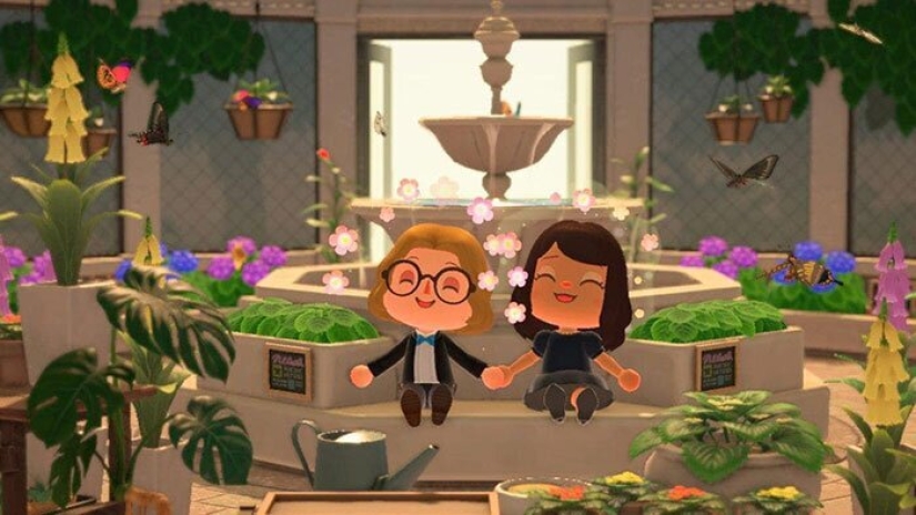 Los novios en cuarentena recrearon sus fotos de compromiso en el juego Animal Crossing