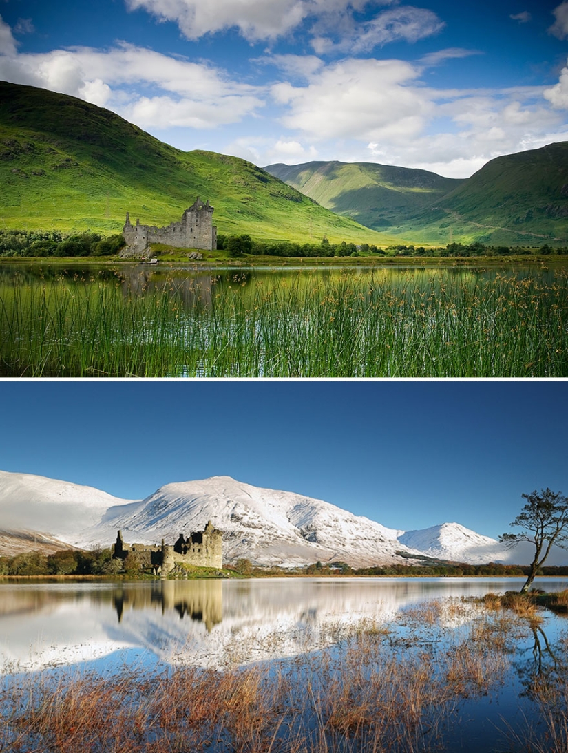 Magical pictures of picturesque places before and during winter