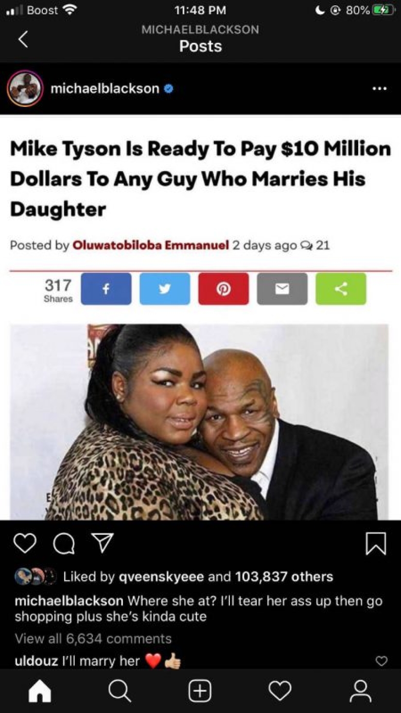 Mike Tyson se enfureció por unos 10 millones falsos por el que se casa con su hija Mike Tyson se enfureció por unos 10 millones falsos por el que se casa con su hija
