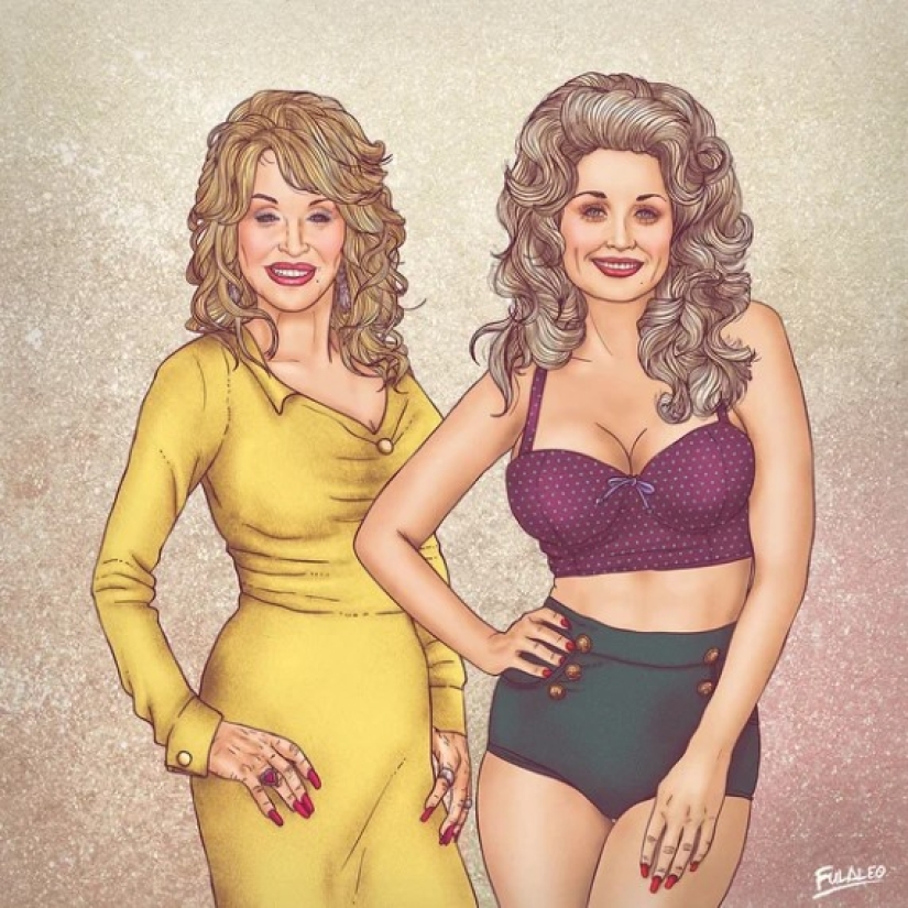 "Mis años son mi riqueza": celebridades en compañía de sí mismas en su juventud sobre ilustraciones de un artista colombiano