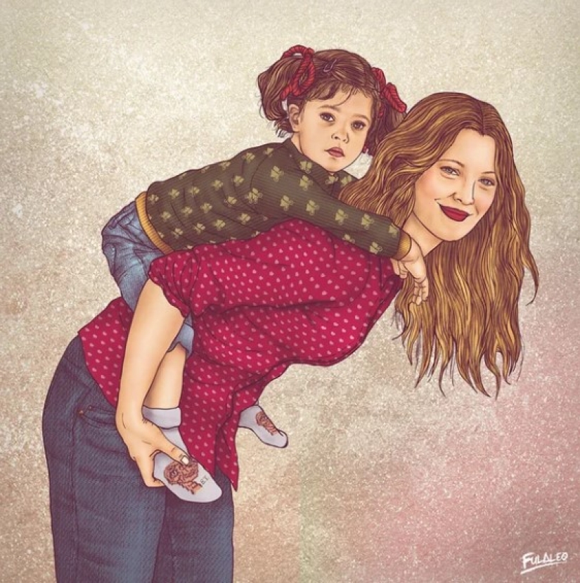 "Mis años son mi riqueza": celebridades en compañía de sí mismas en su juventud sobre ilustraciones de un artista colombiano