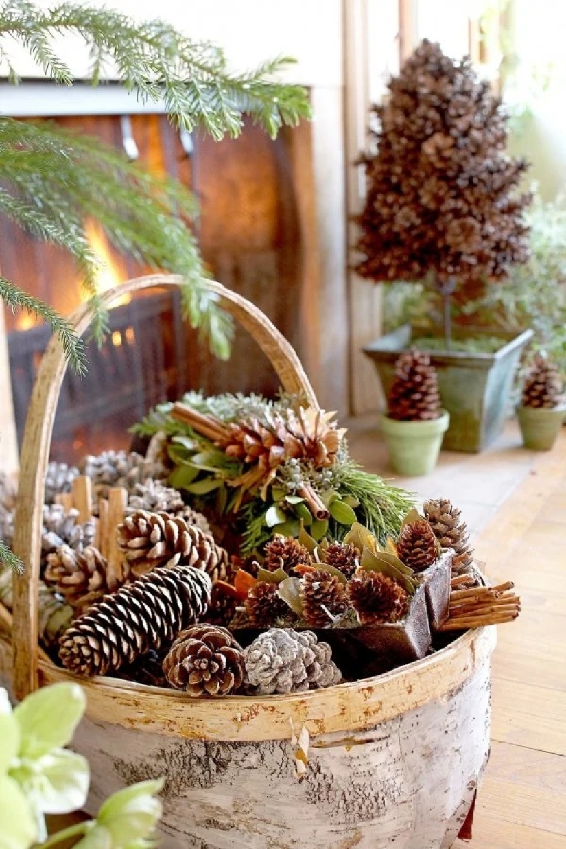 Más geniales ideas de decoraciones de Navidad de los conos y ramitas Más geniales ideas de decoraciones de Navidad de los conos y ramitas