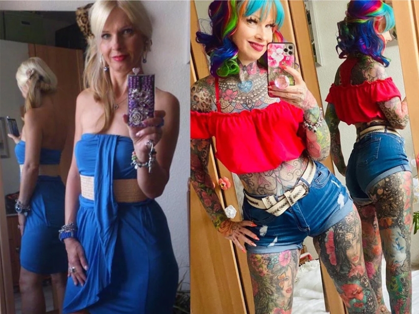 ¡Mujer de 55 años cubrió todo su cuerpo con coloridos tatuajes! Una fotografía