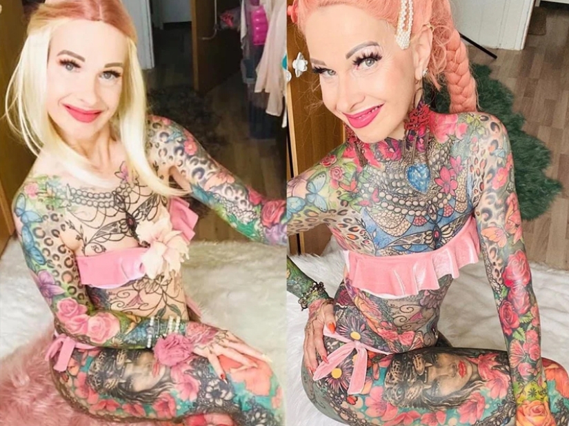 ¡Mujer de 55 años cubrió todo su cuerpo con coloridos tatuajes! Una fotografía