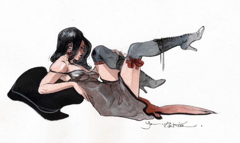 Mujeres francesas sexys en acuarelas del artista Yannick Corbeau Mujeres francesas sexys en acuarelas del artista Yannick Corbeau