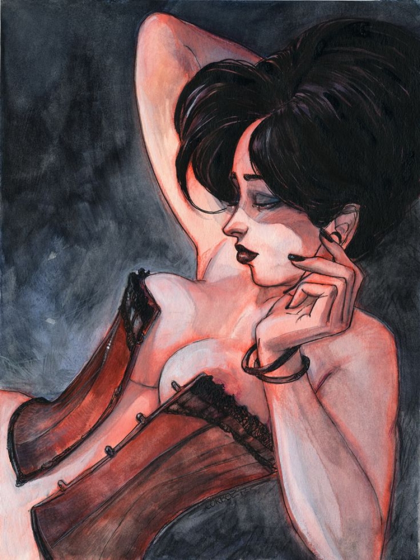 Mujeres francesas sexys en acuarelas del artista Yannick Corbeau Mujeres francesas sexys en acuarelas del artista Yannick Corbeau