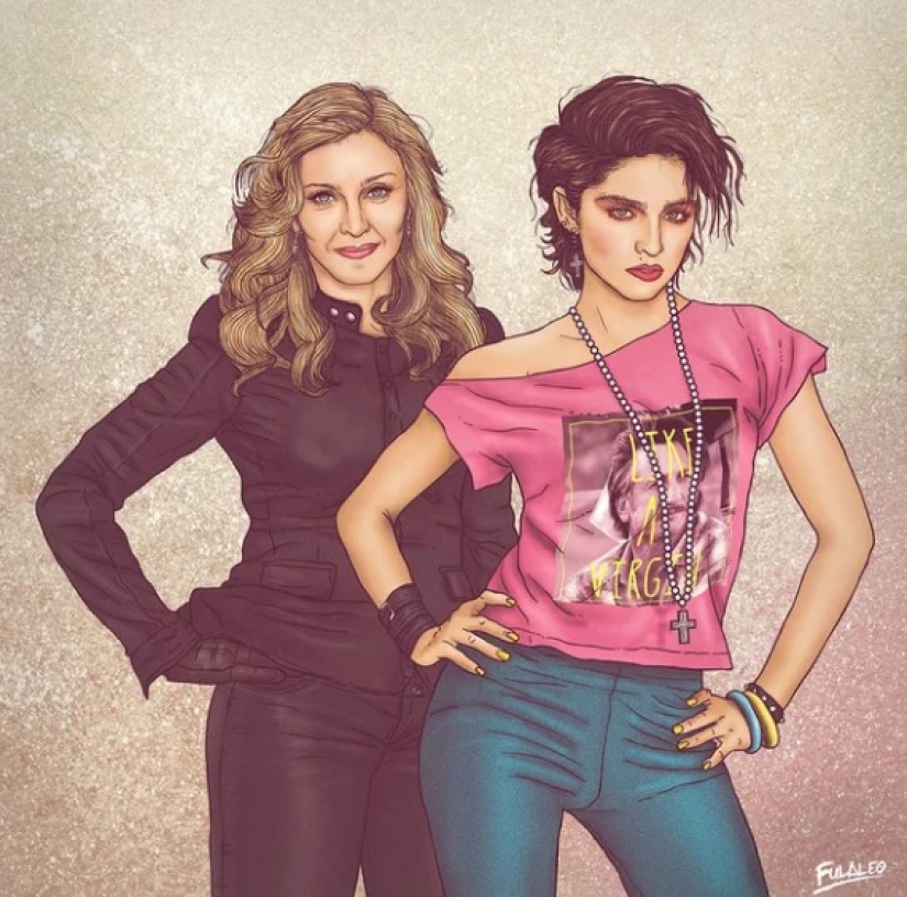 "My years are my wealth": celebrities in the company of themselves in their youth on illustrations by a Colombian artist