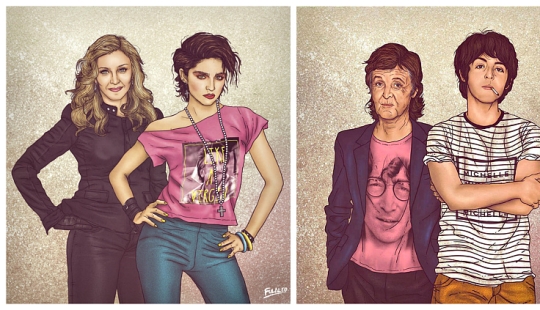 "My years are my wealth": celebrities in the company of themselves in their youth on illustrations by a Colombian artist