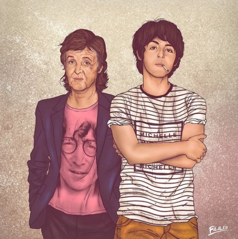 "My years are my wealth": celebrities in the company of themselves in their youth on illustrations by a Colombian artist