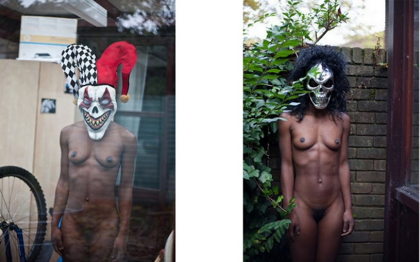 Naked girls in masks by Ben Hopper