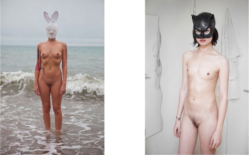 Naked girls in masks by Ben Hopper
