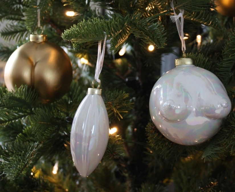 New Year with a peppercorn: the designer created Christmas balls in the form of female charms