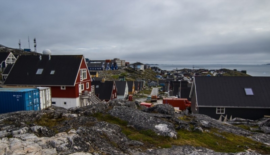 Nuuk residential area. How people live in Greenland