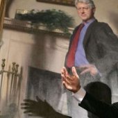 Pedophile billionaire Jeffrey Epstein kept a racy portrait of Clinton at home