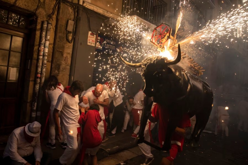 Photos of the Week: Oil Wrestling, Flaming Bull, Gorgosaurus Sale