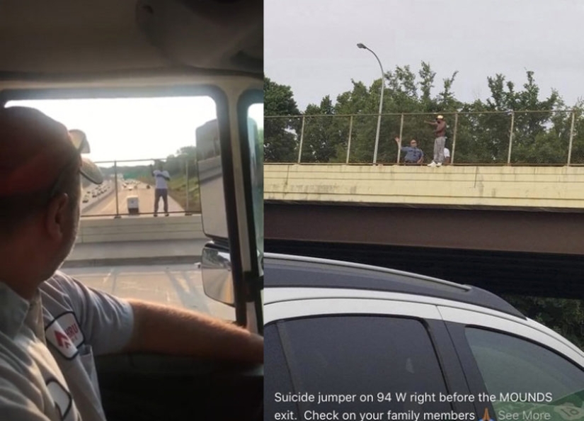 "¿Podemos rodar?": en Estados Unidos, repartidores de cerveza rescataron a un hombre que iba a saltar de un puente