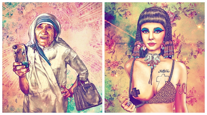 Princess Diana, Salvador Dali and Che Guevara were dressed as hipsters and forced to listen to rock