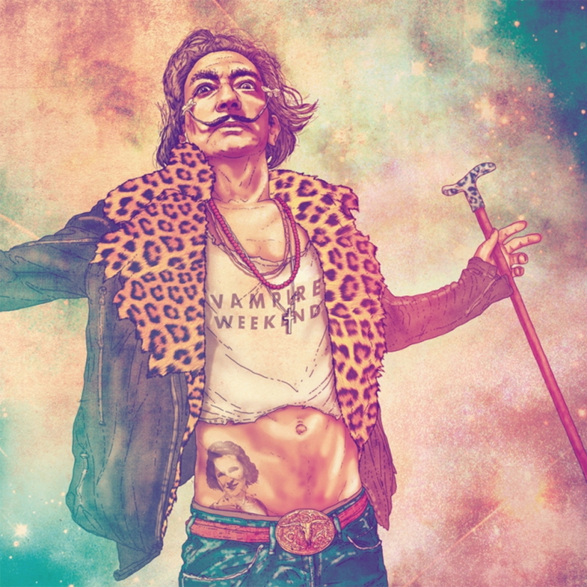 Princess Diana, Salvador Dali and Che Guevara were dressed as hipsters and forced to listen to rock