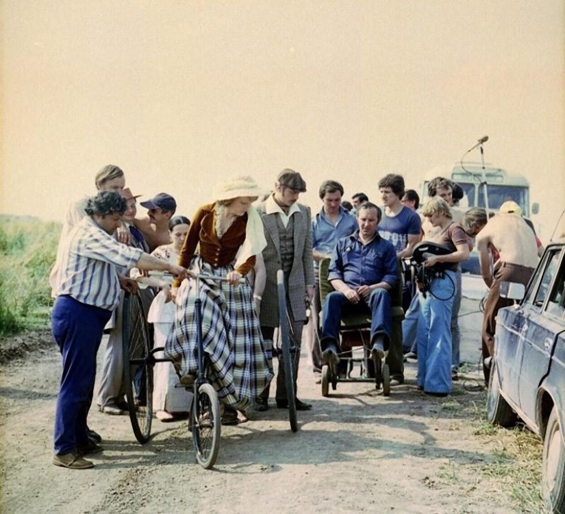 Rare footage from the filming of Soviet films