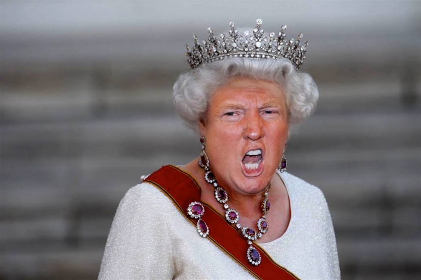 Reina Trump: Diseñador crea collages de imágenes de Donald Trump y la reina Isabel
