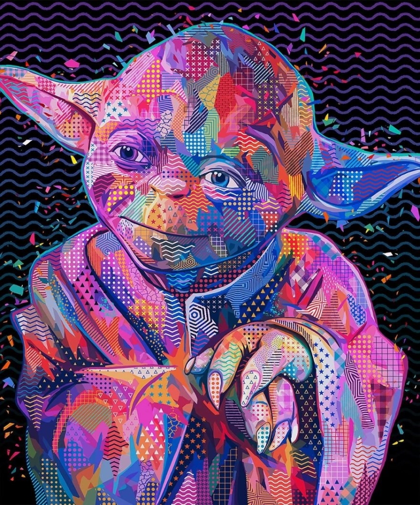 Retratos abstractos coloridos de estrellas en estilo pop art