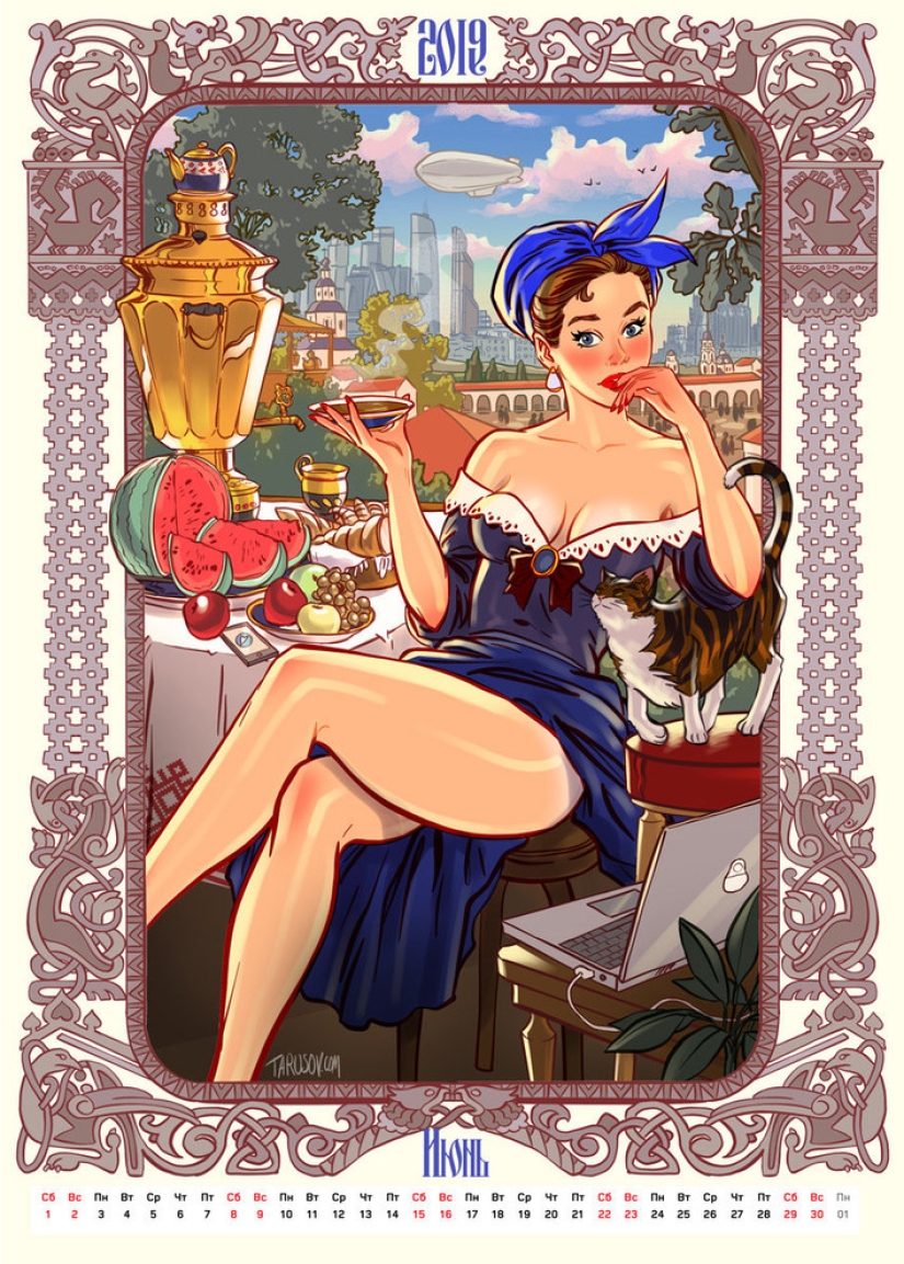 "Rusia del futuro — 2019": calendario con chicas del maestro pin-up Andrey Tarusov