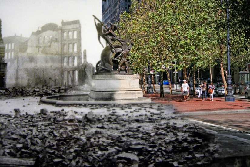 San Francisco después del devastador terremoto de 1906 y hoy San Francisco después del devastador terremoto de 1906 y hoy
