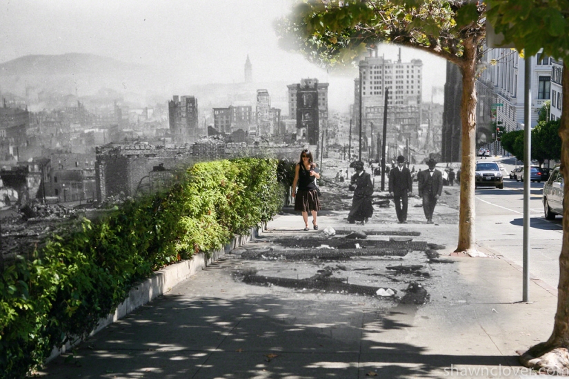 San Francisco después del devastador terremoto de 1906 y hoy San Francisco después del devastador terremoto de 1906 y hoy