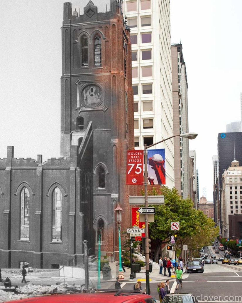 San Francisco después del devastador terremoto de 1906 y hoy San Francisco después del devastador terremoto de 1906 y hoy