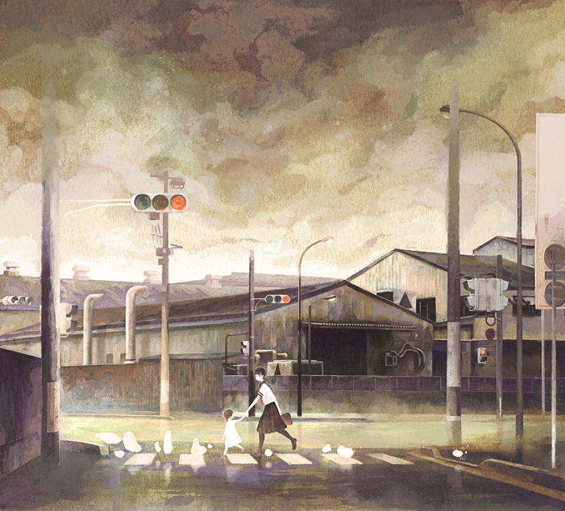 Schoolgirls and Melancholy - sleepy anime art