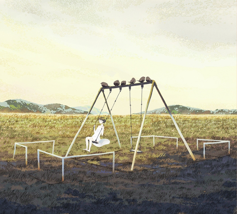 Schoolgirls and Melancholy - sleepy anime art