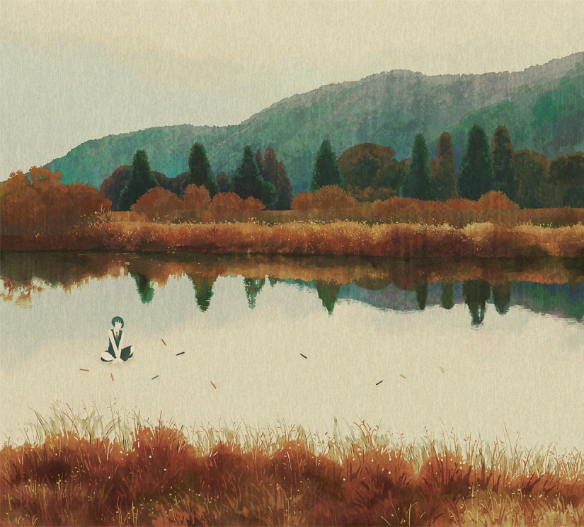 Schoolgirls and Melancholy - sleepy anime art