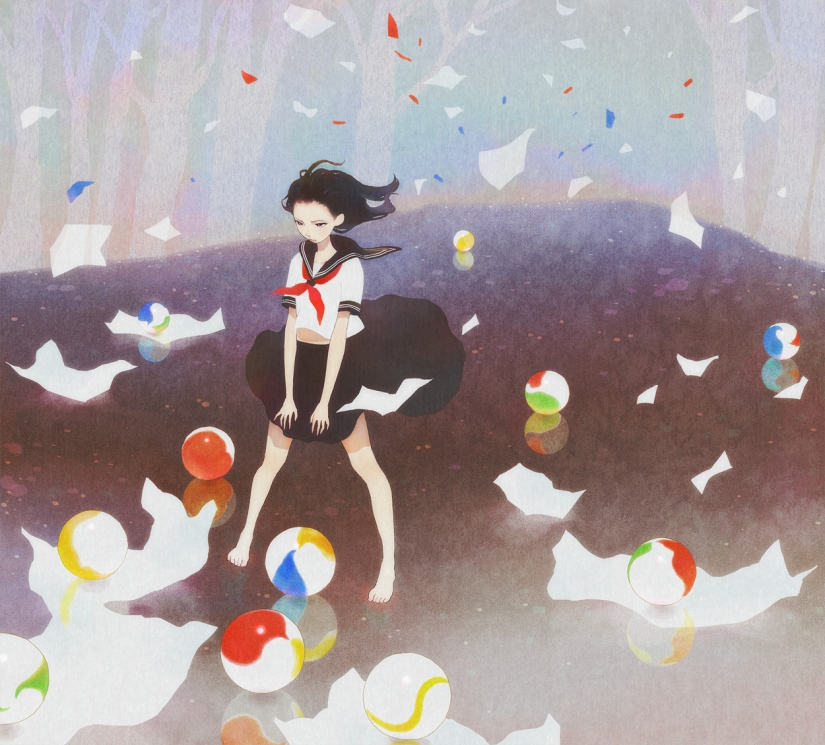 Schoolgirls and Melancholy - sleepy anime art