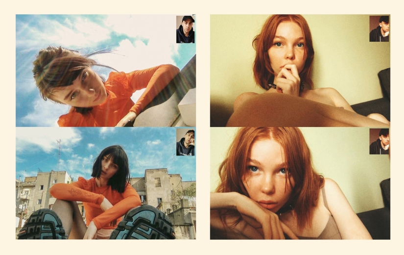 Sesión de fotos remota de Alessio Albi en la cámara web durante la cuarentena