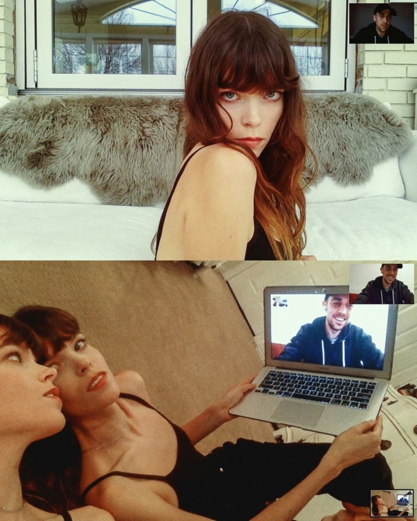 Sesión de fotos remota de Alessio Albi en la cámara web durante la cuarentena