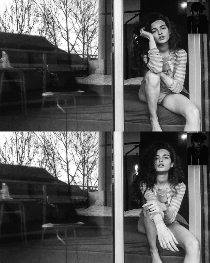 Sesión de fotos remota de Alessio Albi en la cámara web durante la cuarentena