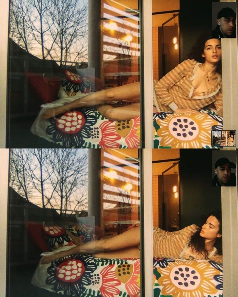 Sesión de fotos remota de Alessio Albi en la cámara web durante la cuarentena