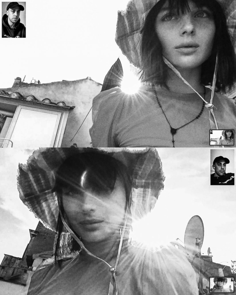 Sesión de fotos remota de Alessio Albi en la cámara web durante la cuarentena