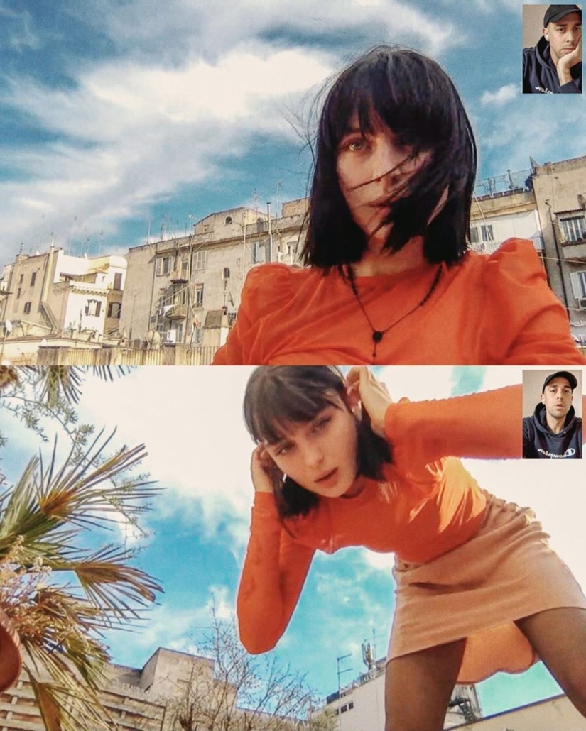 Sesión de fotos remota de Alessio Albi en la cámara web durante la cuarentena