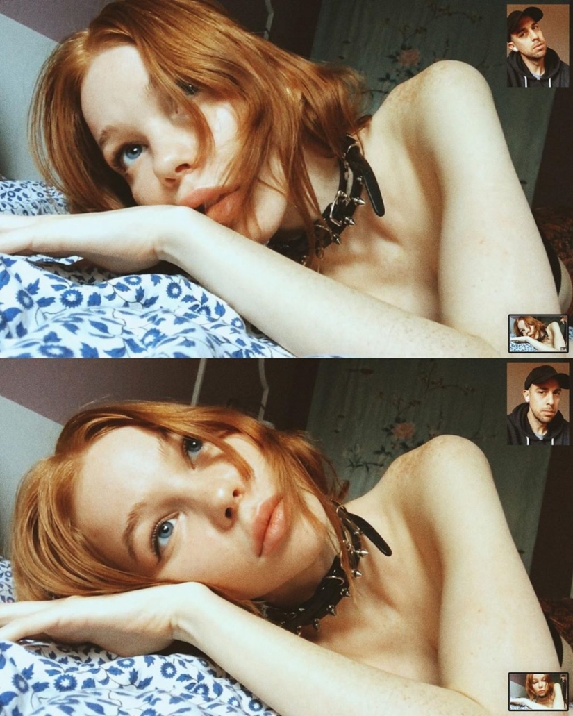 Sesión de fotos remota de Alessio Albi en la cámara web durante la cuarentena