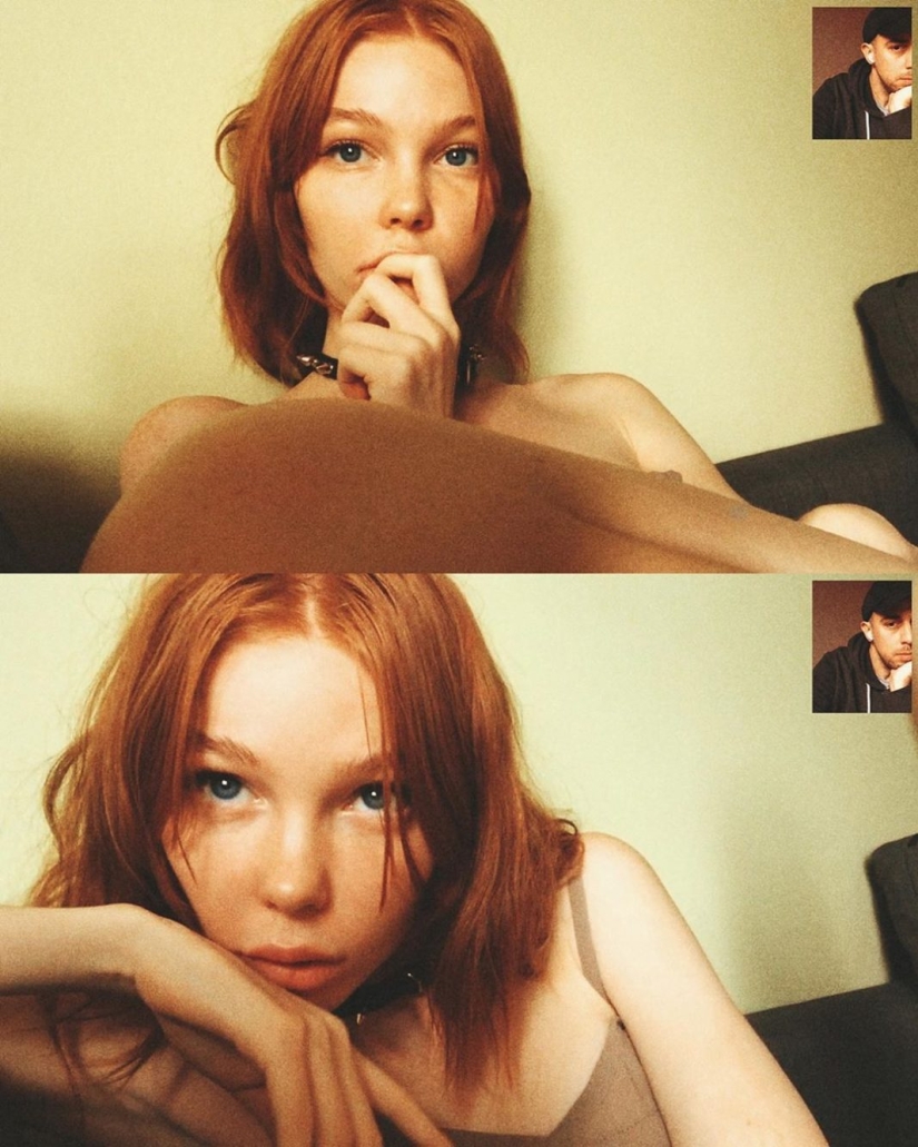 Sesión de fotos remota de Alessio Albi en la cámara web durante la cuarentena