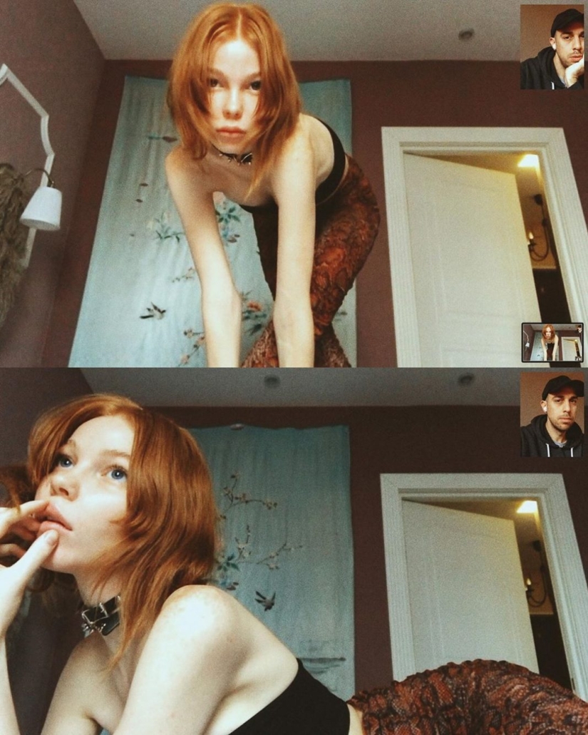 Sesión de fotos remota de Alessio Albi en la cámara web durante la cuarentena