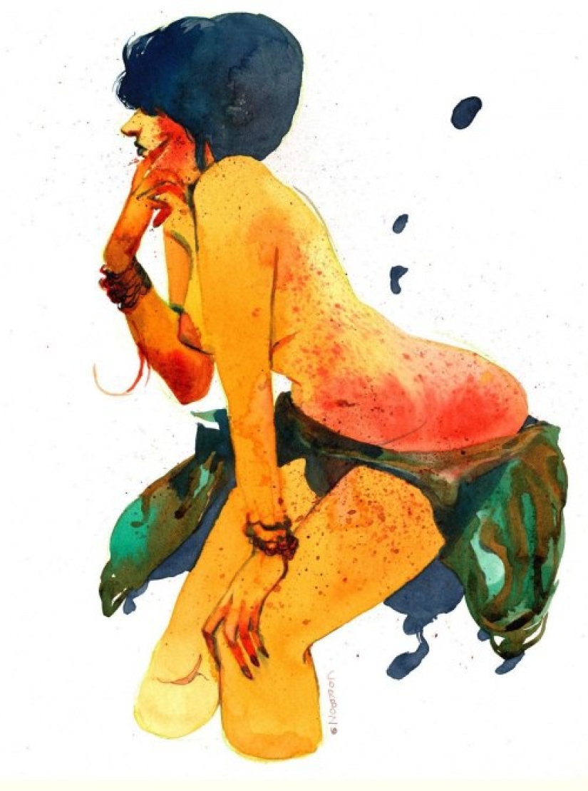 Sexy French women in watercolors by artist Yannick Corbeau Sexy French women in watercolors by artist Yannick Corbeau