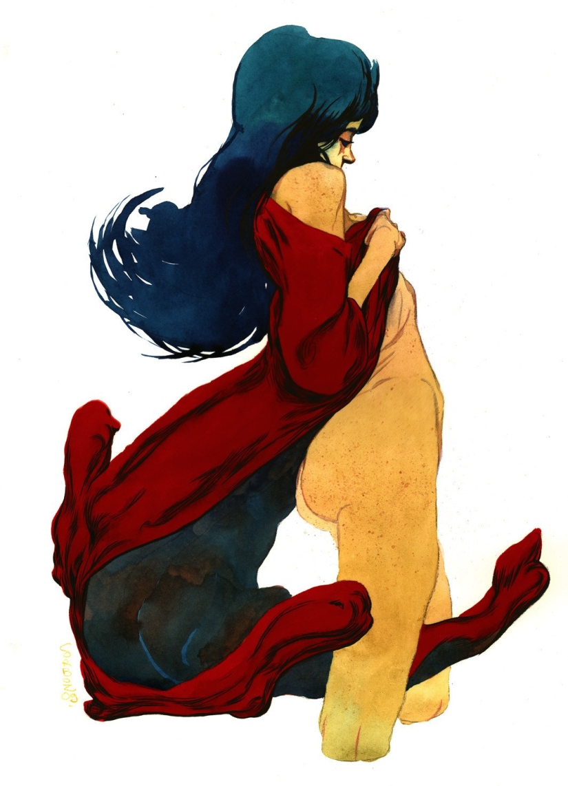 Sexy French women in watercolors by artist Yannick Corbeau Sexy French women in watercolors by artist Yannick Corbeau