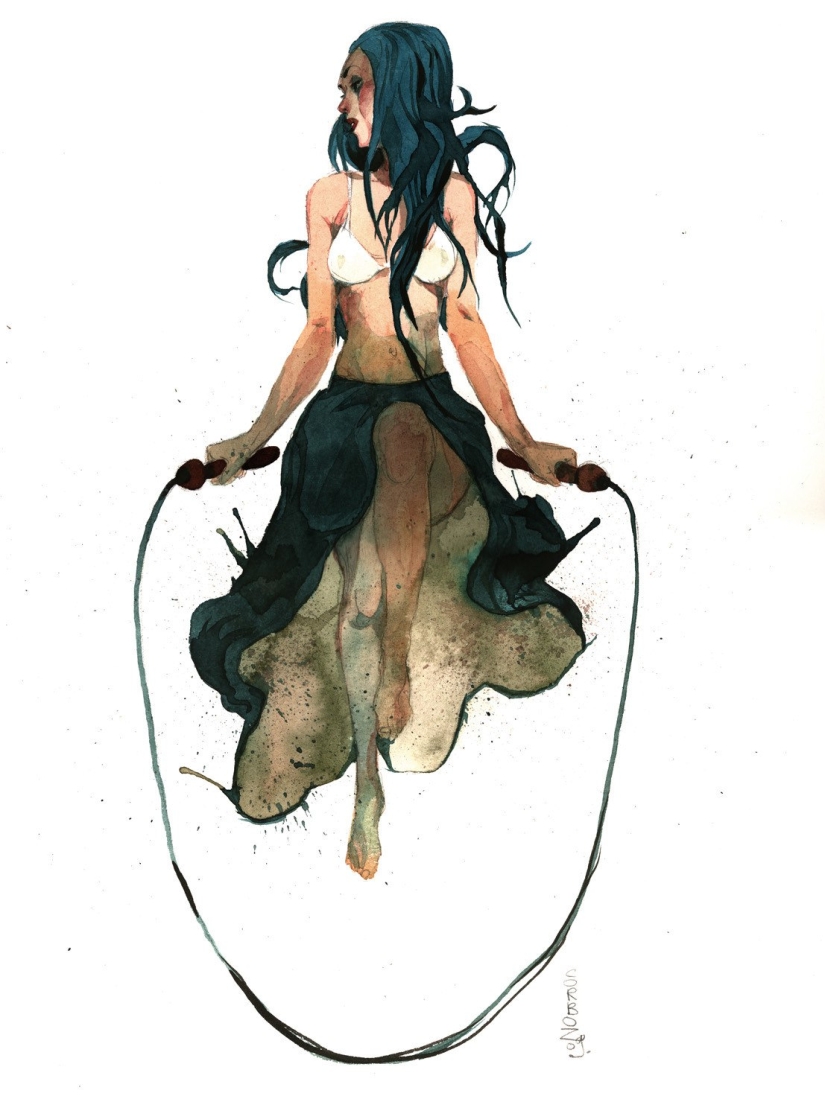 Sexy French women in watercolors by artist Yannick Corbeau Sexy French women in watercolors by artist Yannick Corbeau