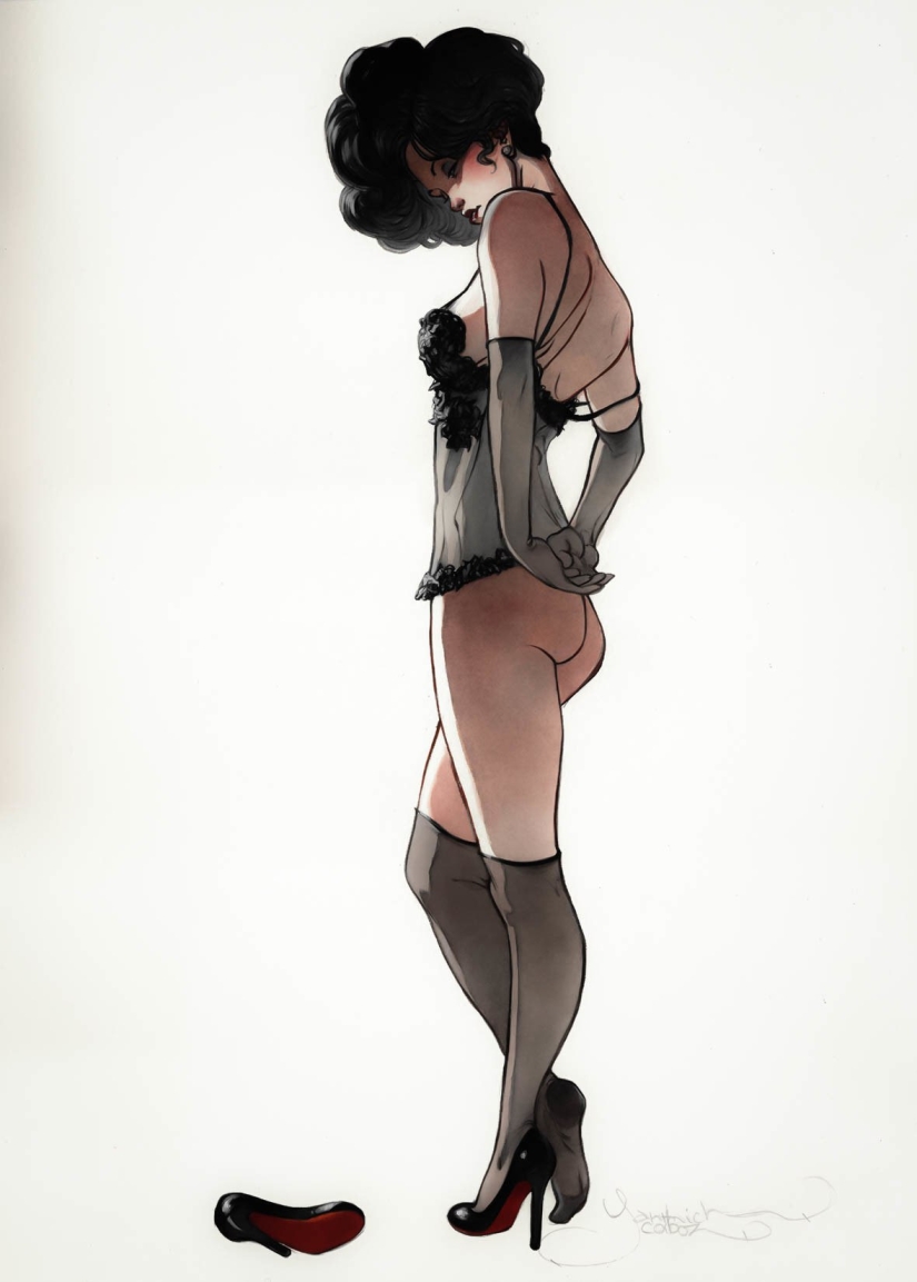 Sexy French women in watercolors by artist Yannick Corbeau Sexy French women in watercolors by artist Yannick Corbeau