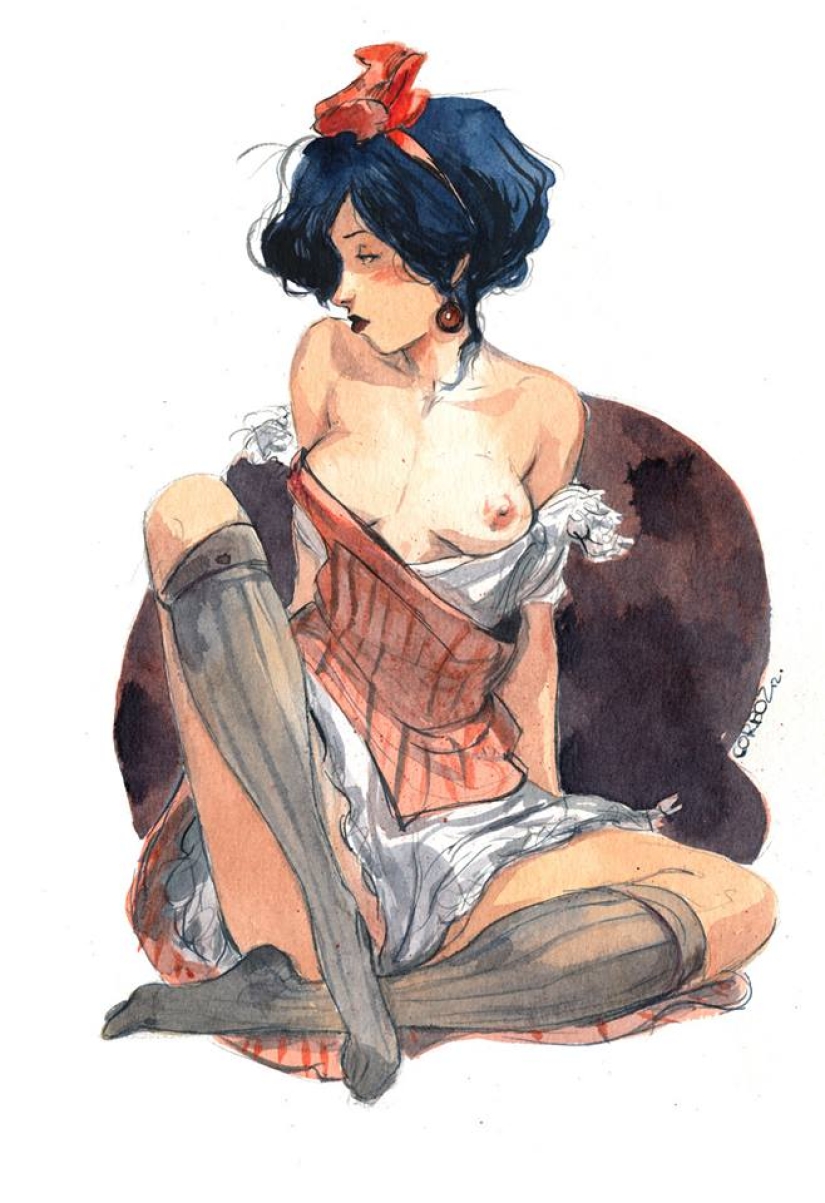 Sexy French women in watercolors by artist Yannick Corbeau Sexy French women in watercolors by artist Yannick Corbeau