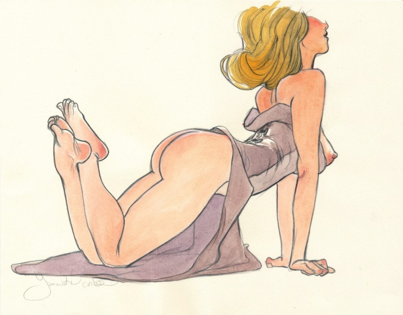 Sexy French women in watercolors by artist Yannick Corbeau Sexy French women in watercolors by artist Yannick Corbeau