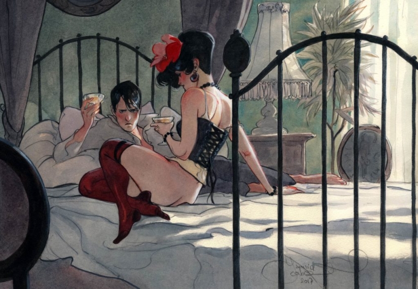 Sexy French women in watercolors by artist Yannick Corbeau Sexy French women in watercolors by artist Yannick Corbeau